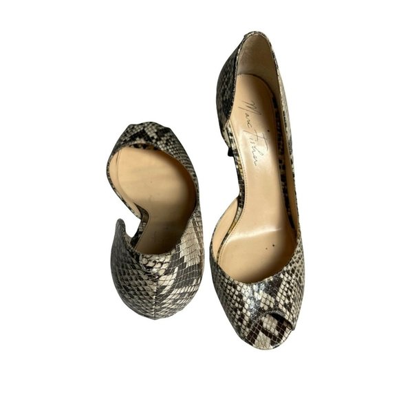 Marc Fisher Heels Joey Peep Toe Snakeskin D'Orsay Pumps Size 8 - Picture 3 of 9